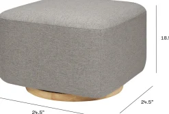 Babyletto Kiwi Gliding Ottoman - Performance Grey Eco-Weave w/ Light Wood Base