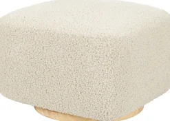 Babyletto Kiwi Gliding Ottoman - Almond Teddy Loop w/ Light Wood Base