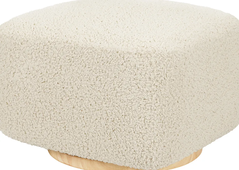 Babyletto Kiwi Gliding Ottoman - Almond Teddy Loop w/ Light Wood Base