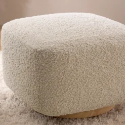 Babyletto Kiwi Gliding Ottoman - Almond Teddy Loop w/ Light Wood Base