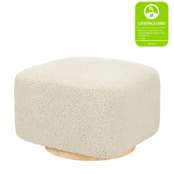 Babyletto Kiwi Gliding Ottoman - Almond Teddy Loop w/ Light Wood Base