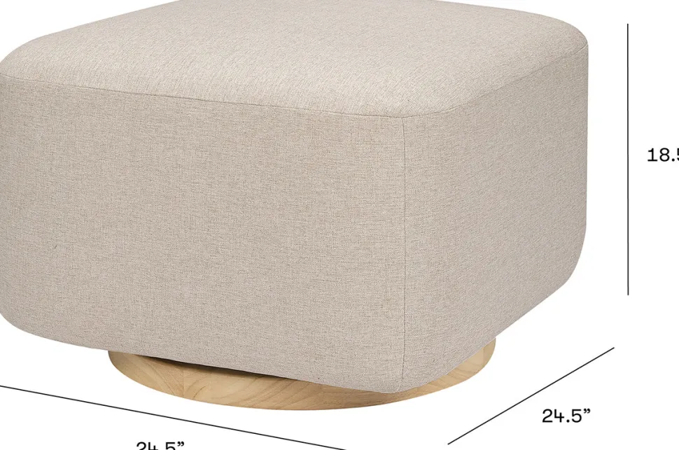Babyletto Kiwi Gliding Ottoman - Performance Beach Eco-Weave w/ Light Wood Base