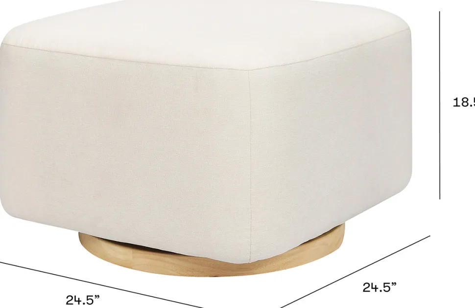 Babyletto Kiwi Gliding Ottoman - Performance Cream Eco-Weave w/ Light Wood Base