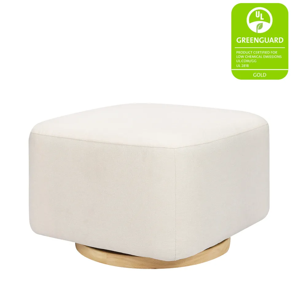 Babyletto Kiwi Gliding Ottoman - Performance Cream Eco-Weave w/ Light Wood Base