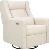 Babyletto Kiwi Plus Electric Recliner Swivel Glider w/ Adjustable Headrest + USB Port - Almond Teddy Loop