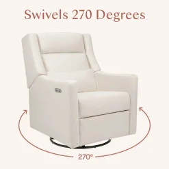 Babyletto Kiwi Plus Electric Recliner Swivel Glider w/ Adjustable Headrest + USB Port - Performance Cream Eco-Weave