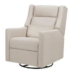 Babyletto Kiwi Plus Electric Recliner Swivel Glider w/ Adjustable Headrest + USB Port - Performance Beach Eco-Weave
