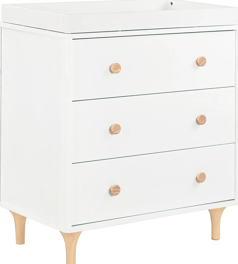 Babyletto Lolly 3-Drawer Changer Dresser, KD with Removable Changing Tray - White Natural