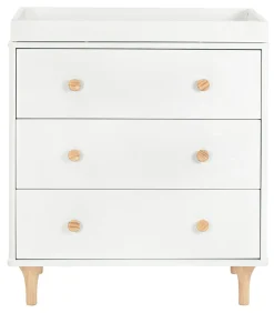 Babyletto Lolly 3-Drawer Changer Dresser, KD with Removable Changing Tray - White Natural