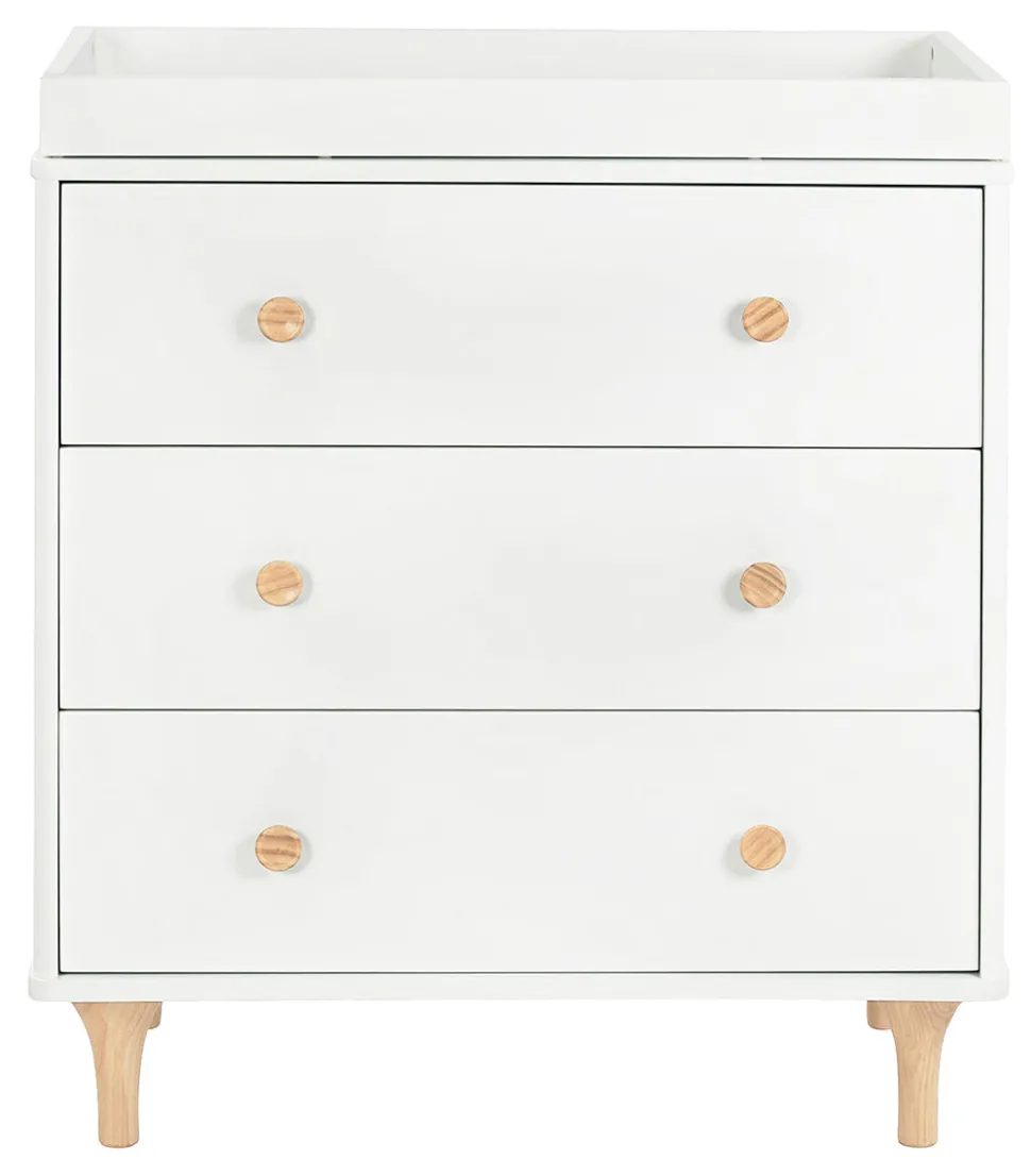 Babyletto Lolly 3-Drawer Changer Dresser, KD with Removable Changing Tray - White Natural
