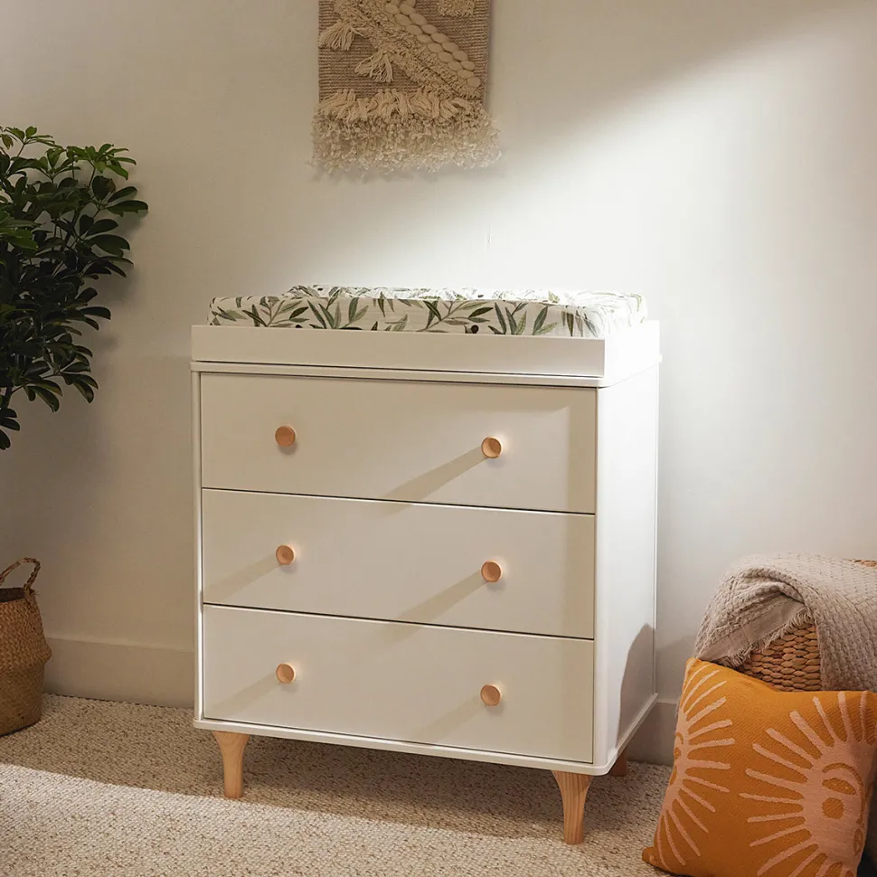 Babyletto Lolly 3-Drawer Changer Dresser, KD with Removable Changing Tray - White Natural