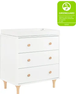 Babyletto Lolly 3-Drawer Changer Dresser, KD with Removable Changing Tray - White Natural