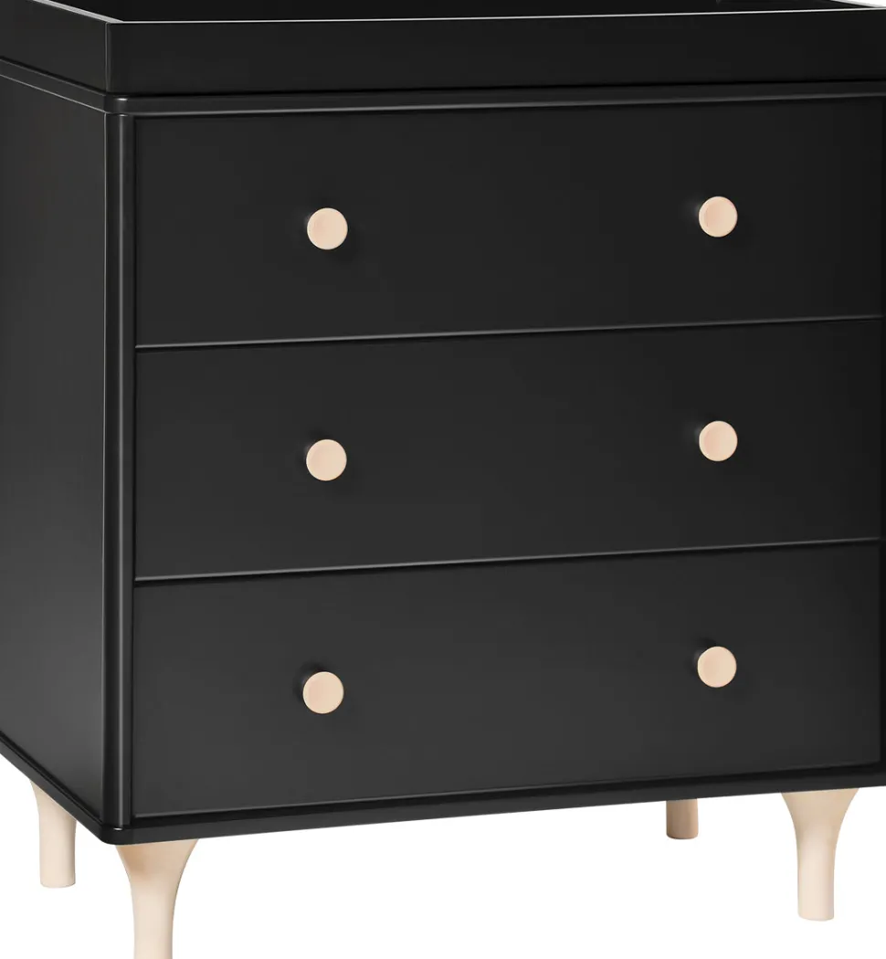 Babyletto Lolly 3-Drawer Changer Dresser, KD with Removable Changing Tray - Black/WashedNatural