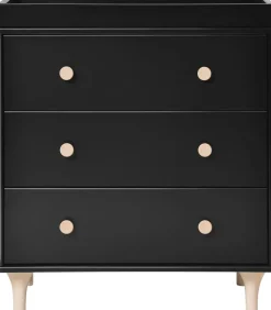 Babyletto Lolly 3-Drawer Changer Dresser, KD with Removable Changing Tray - Black/WashedNatural