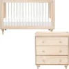 Babyletto Lolly 3-in-1 Convertible Crib + 3-Drawer Changer Dresser Bundle - Washed Natural / Acrylic / Washed Natural