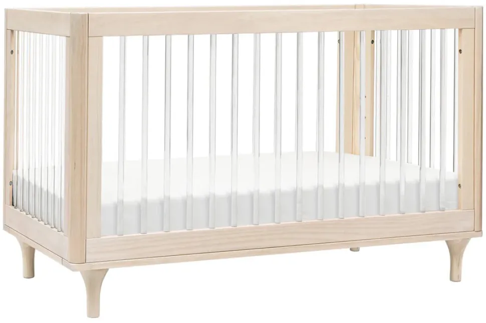 Babyletto Lolly 3-In-1 Convertible Crib with Toddler Bed Conversion Kit - Washed Natural / Acrylic