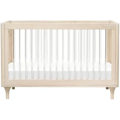 Babyletto Lolly 3-In-1 Convertible Crib with Toddler Bed Conversion Kit - Washed Natural / Acrylic