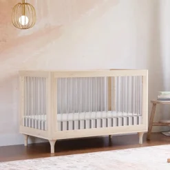 Babyletto Lolly 3-In-1 Convertible Crib with Toddler Bed Conversion Kit - Washed Natural / Acrylic