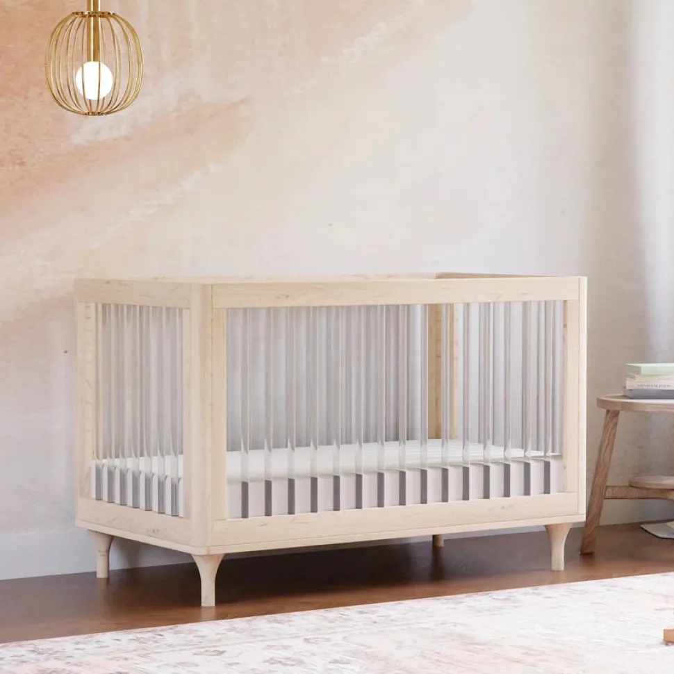 Babyletto Lolly 3-In-1 Convertible Crib with Toddler Bed Conversion Kit - Washed Natural / Acrylic