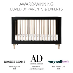 Babyletto Lolly 3-In-1 Convertible Crib with Toddler Bed Conversion Kit - Black/WashedNatural