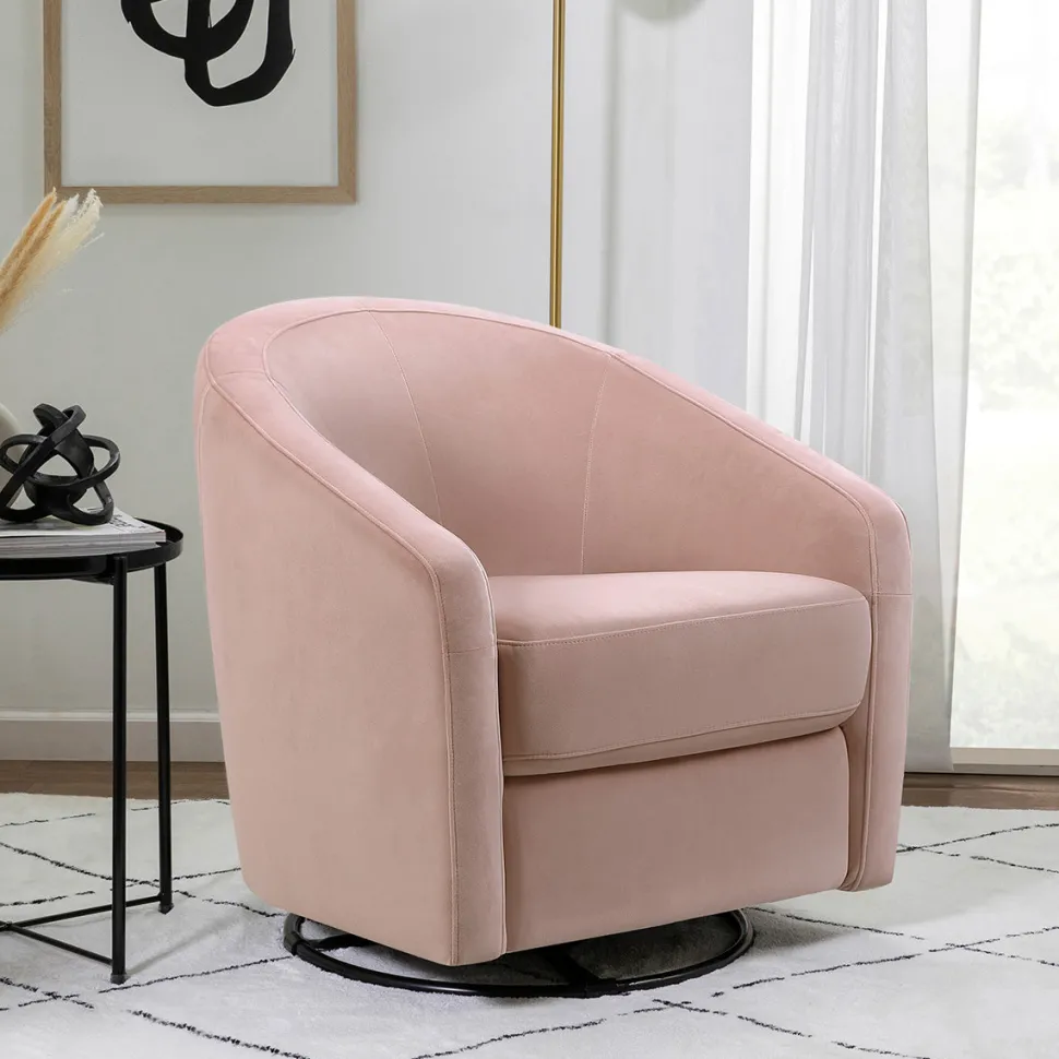 Babyletto Madison Swivel Glider - Blush Pink Velvet