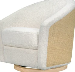 Babyletto Madison Swivel Glider - Ivory Boucle & Cane w/Light Wood Base
