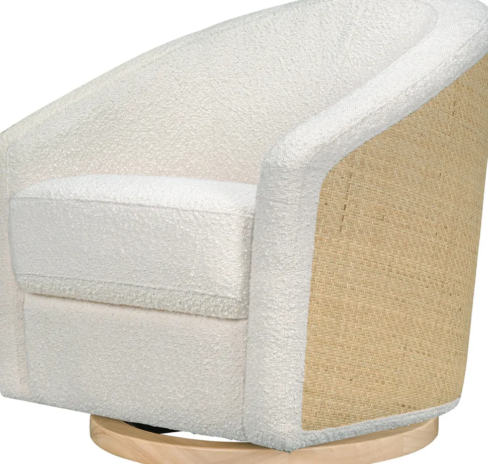 Babyletto Madison Swivel Glider - Ivory Boucle & Cane w/Light Wood Base