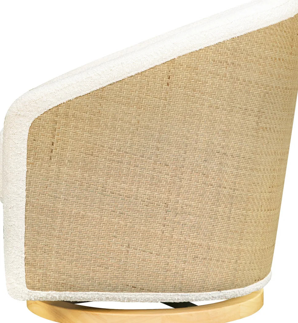 Babyletto Madison Swivel Glider - Ivory Boucle & Cane w/Light Wood Base