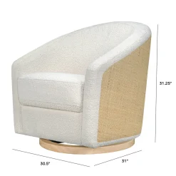 Babyletto Madison Swivel Glider - Ivory Boucle & Cane w/Light Wood Base
