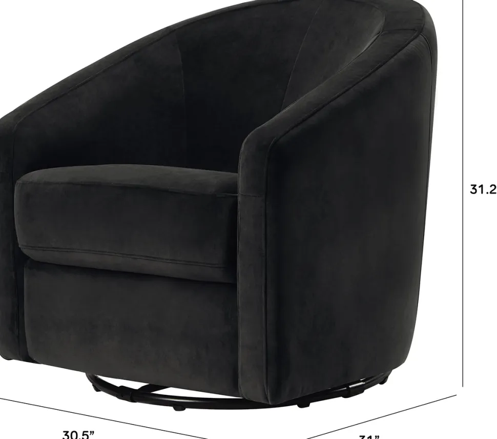 Babyletto Madison Swivel Glider - Black Velvet