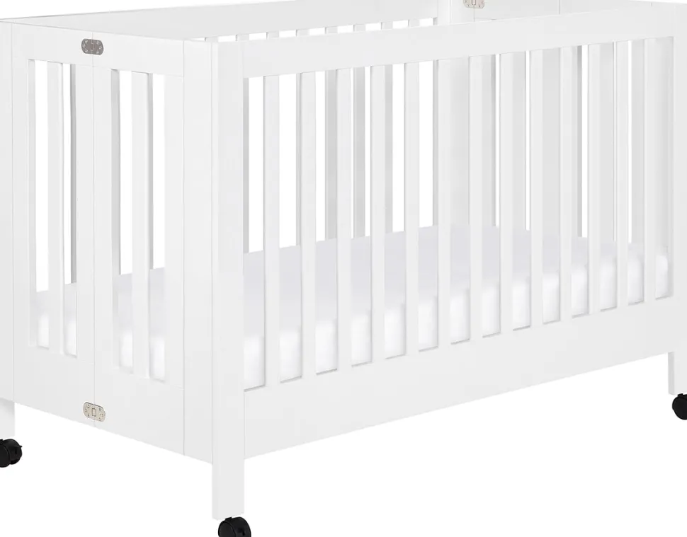 Babyletto Maki Full-Size Portable Folding Crib w/Toddler Bed Conversion Kit - White