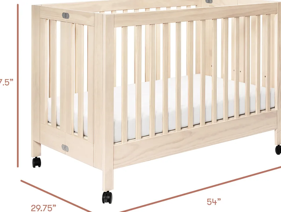Babyletto Maki Full-Size Portable Folding Crib w/Toddler Bed Conversion Kit - Washed Natural