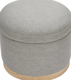 Babyletto Naka Storage Ottoman - Performance Grey Eco-Weave w/ Light Wood Base