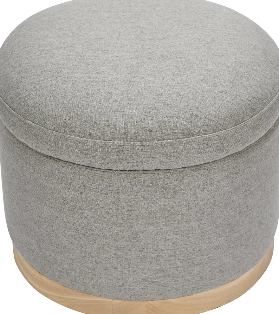 Babyletto Naka Storage Ottoman - Performance Grey Eco-Weave w/ Light Wood Base