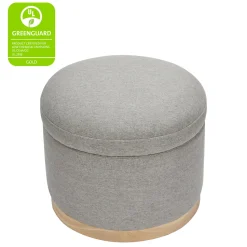 Babyletto Naka Storage Ottoman - Performance Grey Eco-Weave w/ Light Wood Base