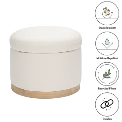 Babyletto Naka Storage Ottoman - Performance Cream Eco-Weave w/ Light Wood Base