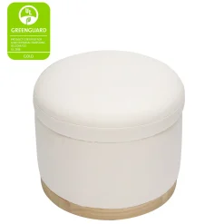 Babyletto Naka Storage Ottoman - Performance Cream Eco-Weave w/ Light Wood Base