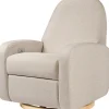Babyletto Nami Electronic Swivel Glider Recliner w/ USB - Performance Beach Eco-Weave w/ Light Wood Base