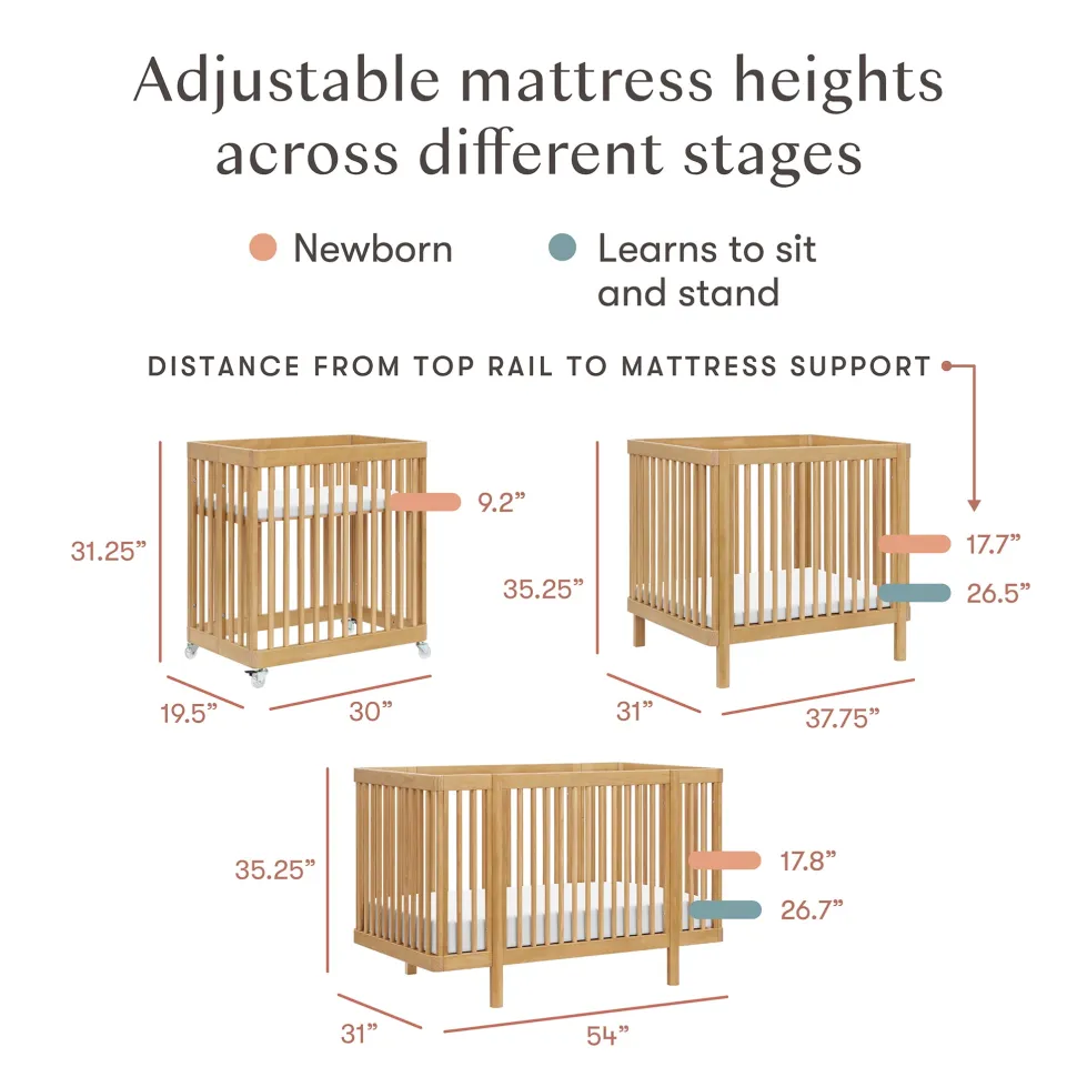 Babyletto Pogo 8-in-1 Convertible Crib w/All-Stages Conversion Kits - Honey