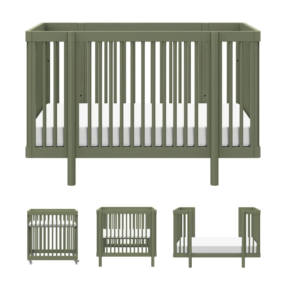 Babyletto Pogo 8-in-1 Convertible Crib w/All-Stages Conversion Kits - Olive