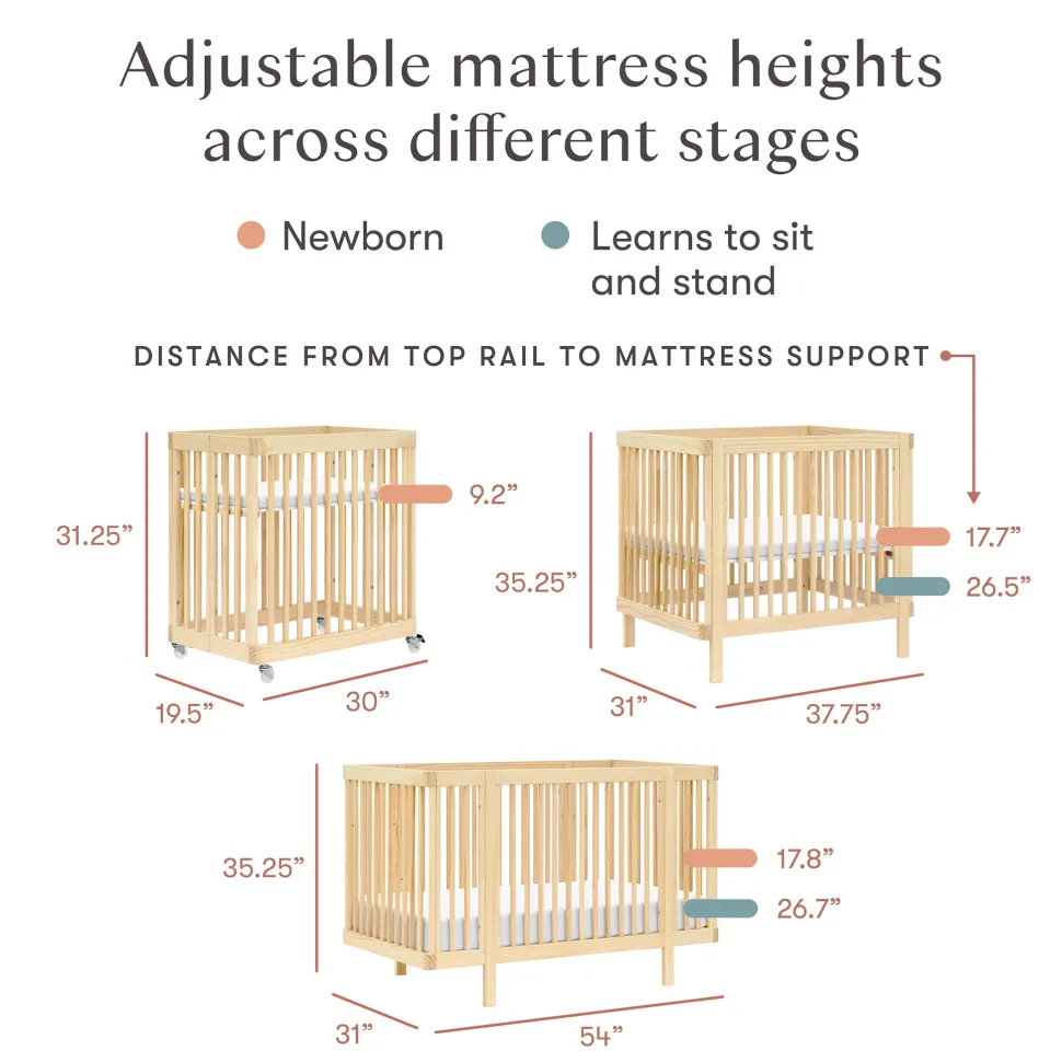 Babyletto Pogo 8-in-1 Convertible Crib w/All-Stages Conversion Kits - Blonde