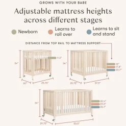 Babyletto Rolli 9-in-1 Convertible All-Stages Crib with Bassinet & Toddler Bed Conversion Kits - Washed Natural