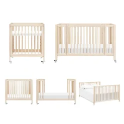 Babyletto Rolli 9-in-1 Convertible All-Stages Crib with Bassinet & Toddler Bed Conversion Kits - Washed Natural