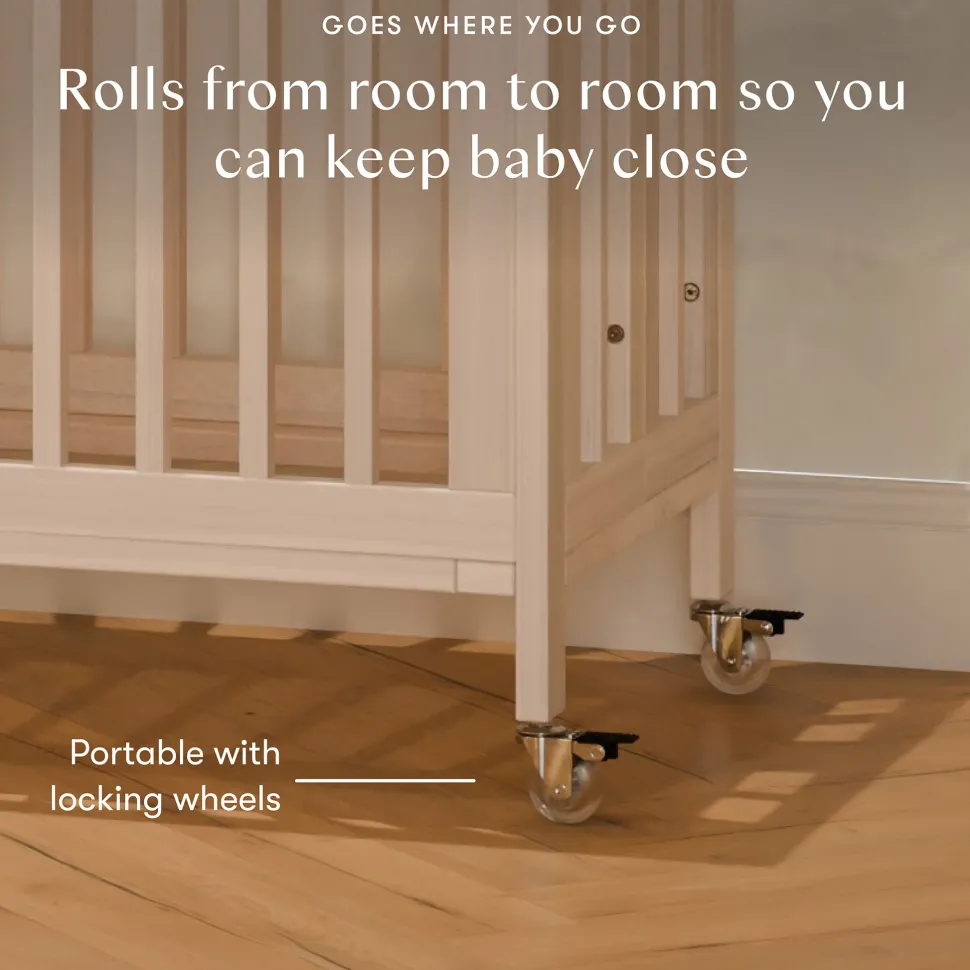 Babyletto Rolli 9-in-1 Convertible All-Stages Crib with Bassinet & Toddler Bed Conversion Kits - Washed Natural