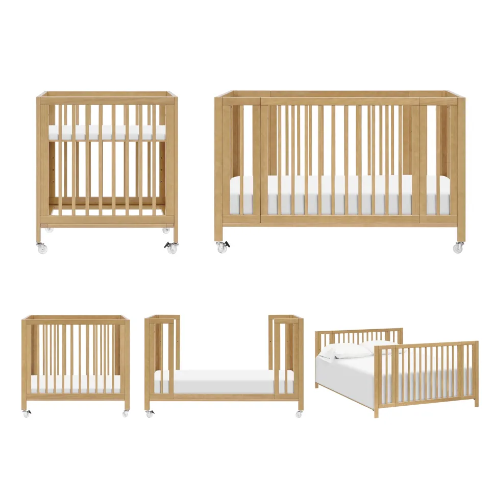 Babyletto Rolli 9-in-1 Convertible All-Stages Crib with Bassinet & Toddler Bed Conversion Kits - Honey