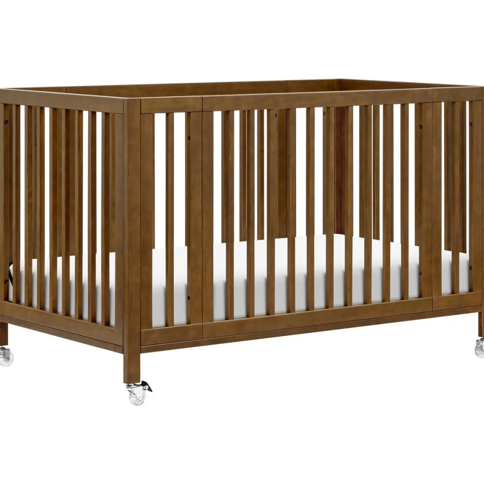 Babyletto Rolli 9-in-1 Convertible All-Stages Crib with Bassinet & Toddler Bed Conversion Kits - Natural Walnut