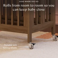 Babyletto Rolli 9-in-1 Convertible All-Stages Crib with Bassinet & Toddler Bed Conversion Kits - Natural Walnut