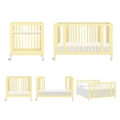 Babyletto Rolli 9-in-1 Convertible All-Stages Crib with Bassinet & Toddler Bed Conversion Kits - Pale Yellow