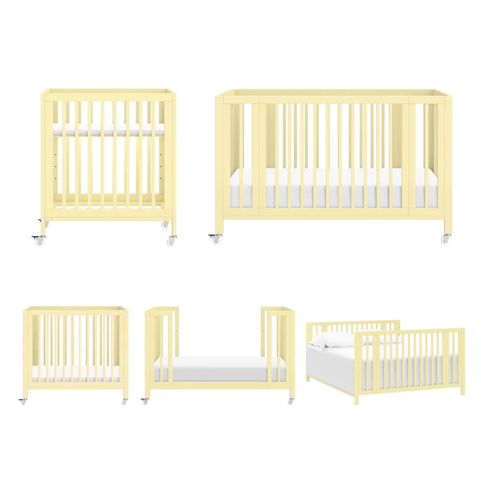 Babyletto Rolli 9-in-1 Convertible All-Stages Crib with Bassinet & Toddler Bed Conversion Kits - Pale Yellow