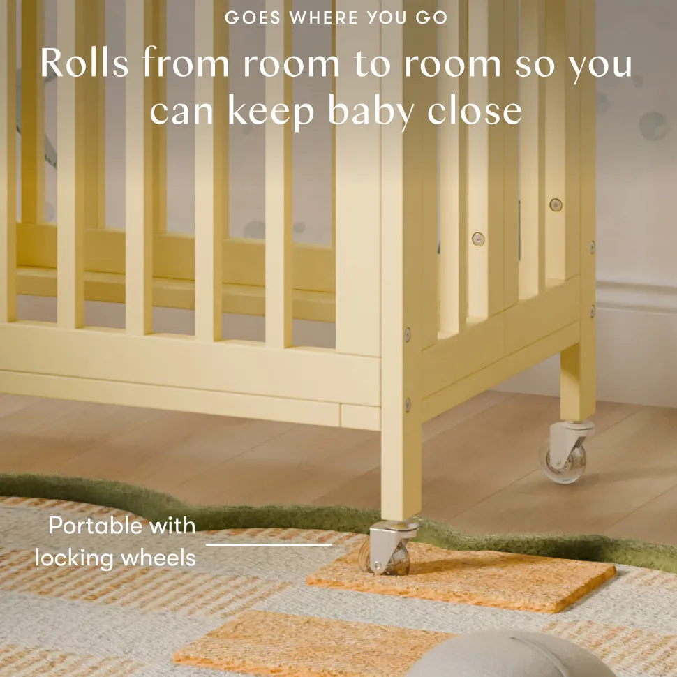 Babyletto Rolli 9-in-1 Convertible All-Stages Crib with Bassinet & Toddler Bed Conversion Kits - Pale Yellow